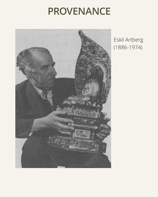 A GOLD-LACQUERED WOOD GYODO MASK OF KANNON