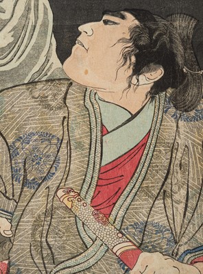 Lot 358 - TSUKIOKA YOSHITOSHI: KINGO CHUNAGON HIDEAKI LOOKING UP AT A GHOST