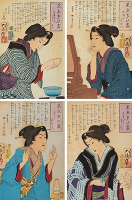Lot 651 - TSUKIOKA YOSHITOSHI: A GROUP OF FOUR WOODBLOCK PRINTS FROM THE SERIES ‘A COLLECTION OF DESIRES’
