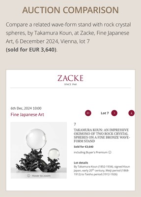 Lot 14 - YOSHIAKA: A BRONZE WAVE-FORM 'CRYSTAL SPHERE' STAND WITH TURTLES
