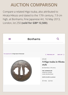 Lot 54 - A SUAKA SUKASHI TSUBA, ATTRIBUTED TO HIRATA HOKOZO, WITH NBTHK HOZON CERTIFICATE