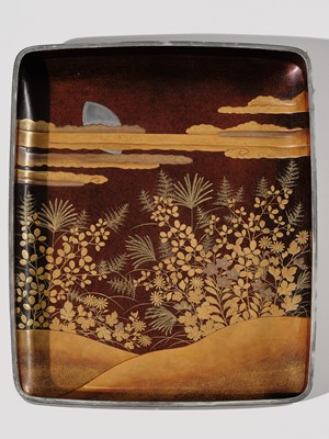 A SUPERB LACQUER BUNKO (DOCUMENT BOX) DEPICITING QUAILS AND AUTUMN GRASSES