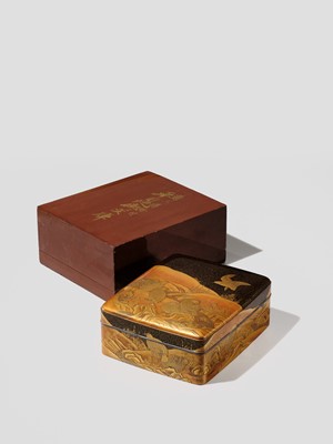 A SUPERB LACQUER BUNKO (DOCUMENT BOX) DEPICITING QUAILS AND AUTUMN GRASSES