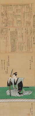 Lot 606 - A HANGING SCROLL PAINTING OF A PORTRAIT OF YAMANA HACHINOSHIN TO CELEBRATE HIS GENPUKU, ATTRIBUTED TO HANABUSA ITCHO