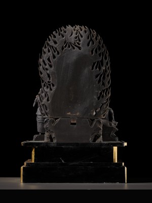 A LACQUERED WOOD TRIAD OF FUDO MYO-O AND HIS ATTENDANTS SEITAKA AND KONGARA, 18TH-19TH CENTURY