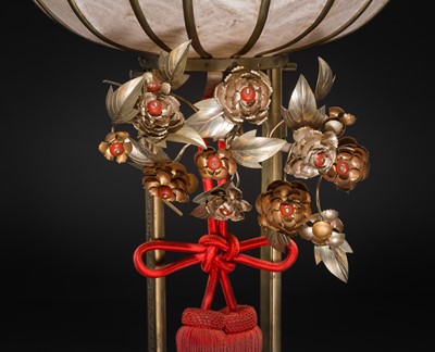 Lot 2 - A RARE IMPERIAL LAMP WITH KIKUMON, GIFTED TO COUNT MATSUDAIRA TO CELEBRATE THE BIRTH OF PRINCESS SHIGEKO, DATED 1926