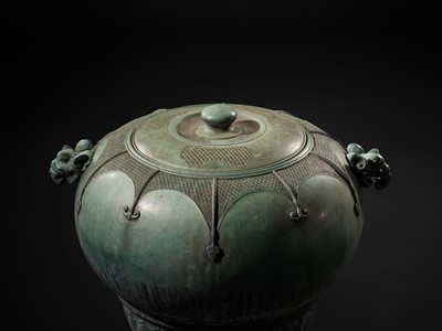 Lot 1 - A LARGE AND MASSIVE BRONZE TEMPLE WATER DISPENSER, MIZUBACHI