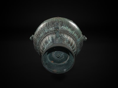 Lot 1 - A LARGE AND MASSIVE BRONZE TEMPLE WATER DISPENSER, MIZUBACHI
