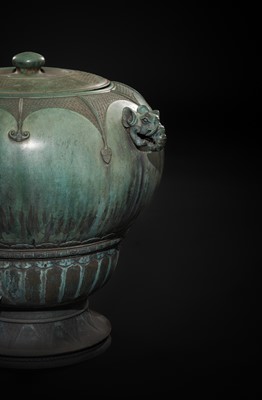Lot 1 - A LARGE AND MASSIVE BRONZE TEMPLE WATER DISPENSER, MIZUBACHI
