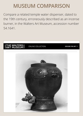 Lot 1 - A LARGE AND MASSIVE BRONZE TEMPLE WATER DISPENSER, MIZUBACHI
