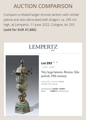 Lot 1 - A LARGE AND MASSIVE BRONZE TEMPLE WATER DISPENSER, MIZUBACHI