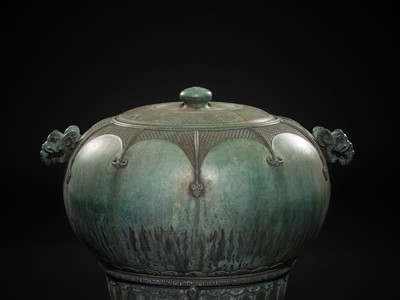 Lot 1 - A LARGE AND MASSIVE BRONZE TEMPLE WATER DISPENSER, MIZUBACHI