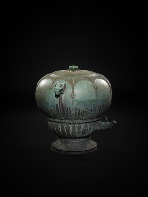 Lot 1 - A LARGE AND MASSIVE BRONZE TEMPLE WATER DISPENSER, MIZUBACHI