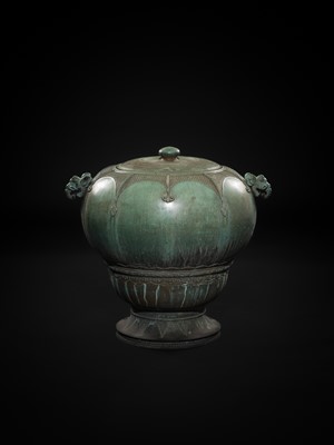 Lot 1 - A LARGE AND MASSIVE BRONZE TEMPLE WATER DISPENSER, MIZUBACHI