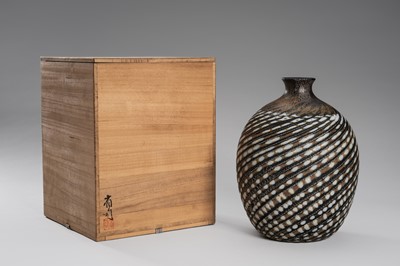 Lot 162 - IRISAWA SHOJI: A FINE GLASS VASE WITH SPIRAL DESIGN