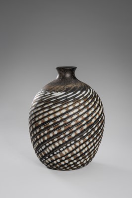 Lot 162 - IRISAWA SHOJI: A FINE GLASS VASE WITH SPIRAL DESIGN