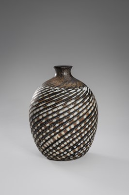 Lot 162 - IRISAWA SHOJI: A FINE GLASS VASE WITH SPIRAL DESIGN