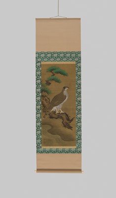 Lot 597 - MARUYAMA OKYO: FALCON ON A GNARLED PINE