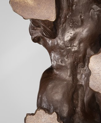 Lot 42 - SUKENOJO TERAHATA: A BRONZE OKIMONO OF A ROARING SHISHI