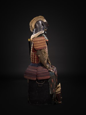 Lot 106 - A NUINOBE NIMAI DO GUSOKU (ARMOR) WITH AN IRON ZUNARI KABUTO AND RESSEI MENPO