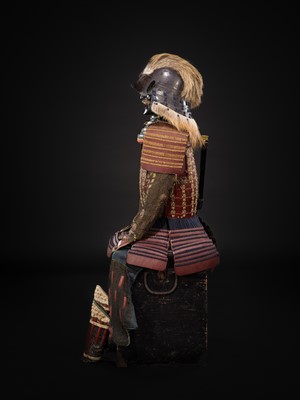 Lot 106 - A NUINOBE NIMAI DO GUSOKU (ARMOR) WITH AN IRON ZUNARI KABUTO AND RESSEI MENPO