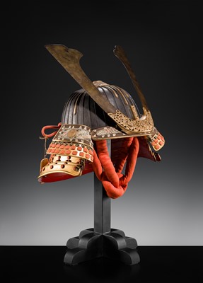 Lot 91 - AN IMPORTANT IRON SUJIBACHI KABUTO WITH KIRI MON, ONCE BELONGING TO KATAGIRI KATSUMOTO AND THEN PRESENTED TO TOYOTOMI HIDEYORI IN 1613