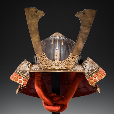 Lot 91 - AN IMPORTANT IRON SUJIBACHI KABUTO WITH KIRI MON, ONCE BELONGING TO KATAGIRI KATSUMOTO AND THEN PRESENTED TO TOYOTOMI HIDEYORI IN 1613