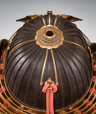 Lot 91 - AN IMPORTANT IRON SUJIBACHI KABUTO WITH KIRI MON, ONCE BELONGING TO KATAGIRI KATSUMOTO AND THEN PRESENTED TO TOYOTOMI HIDEYORI IN 1613