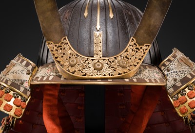 Lot 91 - AN IMPORTANT IRON SUJIBACHI KABUTO WITH KIRI MON, ONCE BELONGING TO KATAGIRI KATSUMOTO AND THEN PRESENTED TO TOYOTOMI HIDEYORI IN 1613