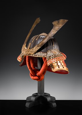 Lot 91 - AN IMPORTANT IRON SUJIBACHI KABUTO WITH KIRI MON, ONCE BELONGING TO KATAGIRI KATSUMOTO AND THEN PRESENTED TO TOYOTOMI HIDEYORI IN 1613