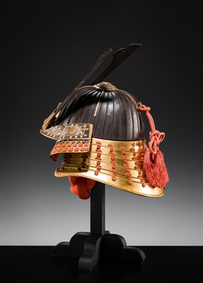 Lot 91 - AN IMPORTANT IRON SUJIBACHI KABUTO WITH KIRI MON, ONCE BELONGING TO KATAGIRI KATSUMOTO AND THEN PRESENTED TO TOYOTOMI HIDEYORI IN 1613