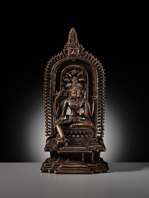 Lot 214 - AN IMPORTANT AND PUBLISHED COPPER ALLOY SHRINE OF SHIVA, ORISSA, 11TH CENTURY