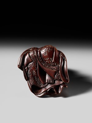 Lot 128 - SHUOSAI HIDEMASA: A FINE WOOD NETSUKE OF OKAME