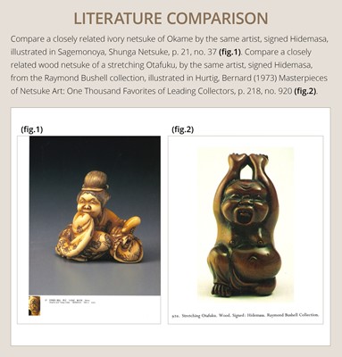 Lot 128 - SHUOSAI HIDEMASA: A FINE WOOD NETSUKE OF OKAME