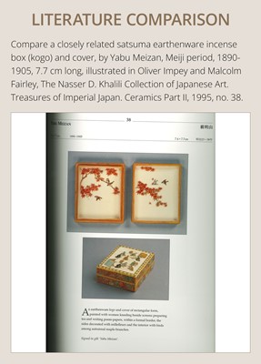 Lot 232 - YABU MEIZAN: A MAGNIFICENT AND RARE SATSUMA INCENSE BOX (KOGO) AND COVER