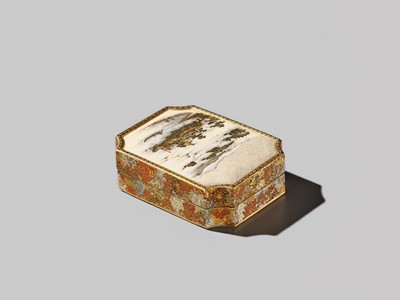 Lot 232 - YABU MEIZAN: A MAGNIFICENT AND RARE SATSUMA INCENSE BOX (KOGO) AND COVER