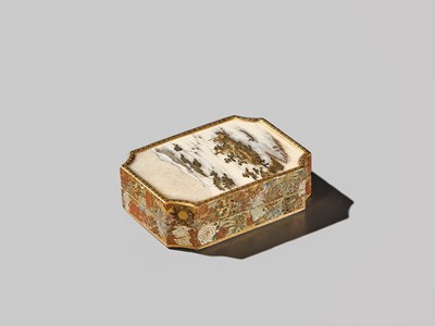 Lot 232 - YABU MEIZAN: A MAGNIFICENT AND RARE SATSUMA INCENSE BOX (KOGO) AND COVER