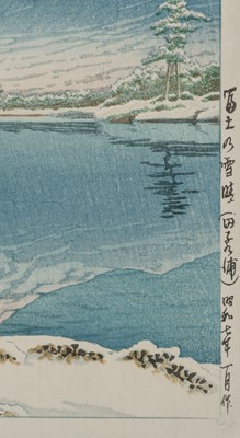 Lot 341 - KAWASE HASUI: CLEARING AFTER A SNOWFALL ON MOUNT FUJI, TAGONOURA BEACH