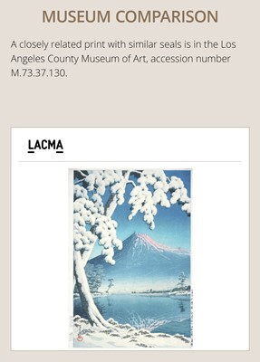 Lot 341 - KAWASE HASUI: CLEARING AFTER A SNOWFALL ON MOUNT FUJI, TAGONOURA BEACH