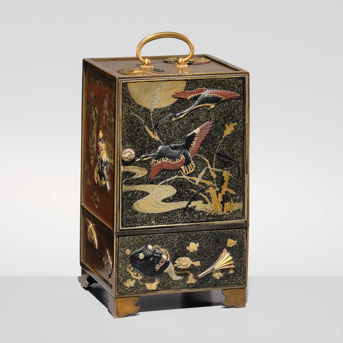 Lot 37 - A SUPERB MIXED METAL KODANSU (SMALL CABINET)