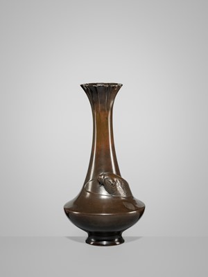 Lot 28 - A LARGE BRONZE VASE WITH A CARP