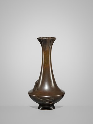 Lot 28 - A LARGE BRONZE VASE WITH A CARP