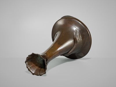 Lot 28 - A LARGE BRONZE VASE WITH A CARP