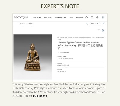 Lot 9 - A COPPER-ALLOY FIGURE OF BUDDHA SHAKYAMUNI, TIBET, 12TH-13TH CENTURY