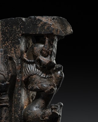 Lot 615 - A BLACK STONE ARCH SHRINE OF VISHNU AND CONSORTS, RAJASTHAN, 12TH-13TH CENTURY