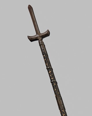 A RARE AND FINE CEREMONIAL IRON JUMONJI YARI (SPEAR)