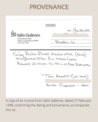 Lot 109 - A RARE POTTERY HORNED 'MONSTER' MASK, PUSHOU, TANG DYNASTY