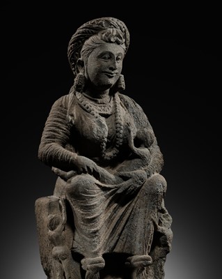 Lot 227 - A FINE SCHIST FIGURE OF HARITI, ANCIENT REGION OF GANDHARA