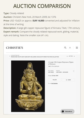 Lot 8 - A LARGE GILT-COPPER REPOUSSÉ PLAQUE OF AMITABHA, TIBET, 17TH-18TH CENTURY
