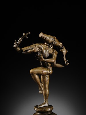Lot 215 - A RARE AND LARGE SILVER AND COPPER-INLAID BRONZE FIGURE OF VISHNU VARAHA, NORTHEASTERN INDIA, PALA PERIOD, 10TH-12TH CENTURY